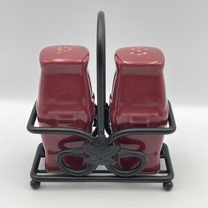Longaberger Woven Traditions Salt And Pepper Shaker With Caddy Paprika